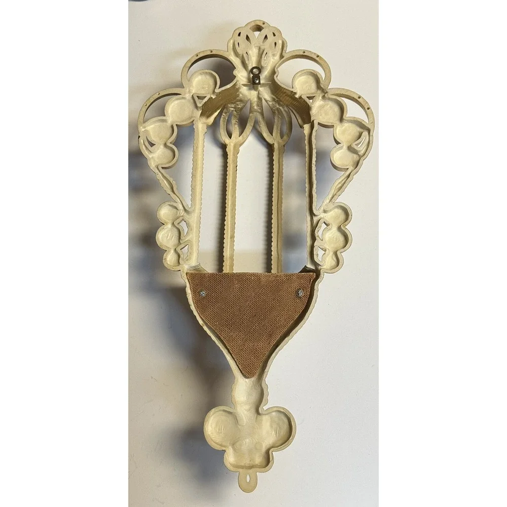 Vintage 1972 MCM Retro Burwood Plastic Gold Birdcage Wall Hanging Pocket Planter